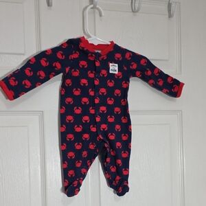 Carter's Navy and Red Crab Print Footie